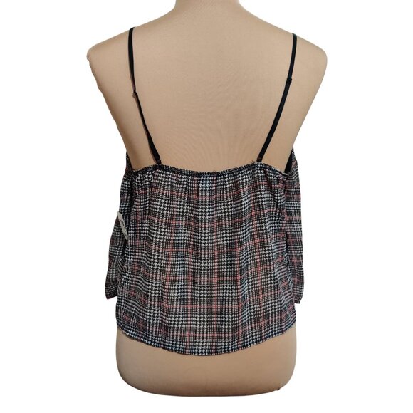 Charlotte Russe Womens Juniors Top Cami Black Red White Houndstooth Plaid Size L - Picture 2 of 6